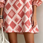 Pink Off-Shoulder Mini Dress With Balloon Sleeves
