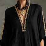 Black Deep V-Neck Mini Dress