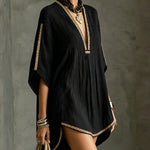 Black Deep V-Neck Mini Dress