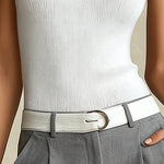 White Ribbed Knit Tank Top With Zip Neck And Navy Trim