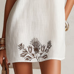 White Sleeveless Mini Dress With Zebra Print Panels