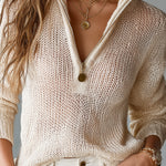 Monica | Chic Elegant Half-Zipper Loose-Fit Breathable Knit Sweater