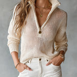 Monica | Chic Elegant Half-Zipper Loose-Fit Breathable Knit Sweater