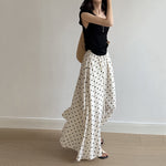 Polka Dot Elastic High Waist A-line Skirt