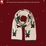 Christmas Fashion Retro Red Christmas Knitted Scarf