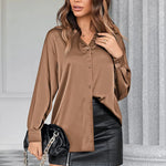 Satin Silk V-Neck Shirt - Zeagoo (Us Only)