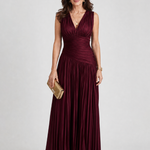 Lemar | Sleeveless Pleated V Neck Midi Dress