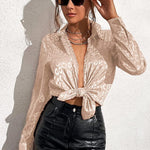 Satin Silk V-Neck Shirt - Zeagoo (Us Only)
