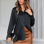 Satin Silk V-Neck Shirt - Zeagoo (Us Only)