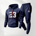 KZZ Men's Goat 23 Pattern Print Hoodie and Drawstring Sweatpants Set