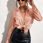 Satin Silk V-Neck Shirt - Zeagoo (Us Only)
