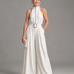 Astrielle | Belted High Neck Wide Leg Sleeveless Jumpsuit