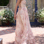 Floral Faux Pearl Frill Split Maxi Dress