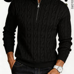 KZZ Men's solid color zipper sweater, fashionable knit long sleeved