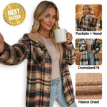 Women's Plaid Fleece Lined Hooded Jacket