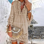 Women's Embroidered Relaxed Midi Dress