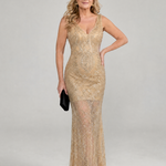Sirea | Sequin Sleeveless Sheer Panel Midi Dress