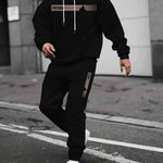 KZZ Two-piece Set Men's Tree Graphic Hoodie & Drawstring Waist Sweatpants