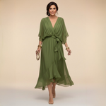 Valérie | Robe midi fluide cache-cœur