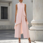 Sara | Elegant Jumpsuit with Draped High Neck Top