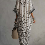 Light Gray Gradient Leopard Print Chiffon Maxi Dress