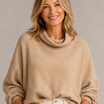 Margot | Waffle-Knit Oversized Cowl Neck Top