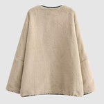 Round Neck Long Sleeve Faux Fur Coat