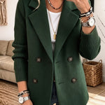 Women's Knit Sleeve Double-Breasted Blazer