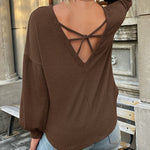 Zeagoo Long Sleeve Backless Hollow Knit Sweater for Women Casual Work Office Loose Fit 2026 | Under