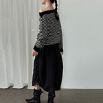 Striped Off-shoulder Wool Sweater