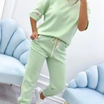 Women’s Cotton Linen Relaxed Top and Ankle Trousers Set