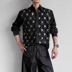 Sequin Lace Argyle-Pattern Shirt