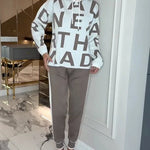 Women's Letter Print Hoodie & Trouser Set