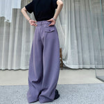 Scimitar Button Loose Casual Wide-leg Pants