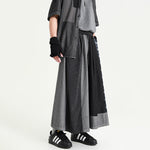 Retro Denim Patchwork Casual Distressed Drape Culottes