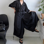 Irregular 3D Drawstring Loose Wide-leg Pants