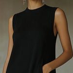 24-Hour-Shipping Olive Green Sleeveless Knit Mini Dress With Fringe Hem