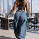 Women's Elastic Cuff Denim Joggers