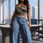 Women's Elastic Cuff Denim Joggers