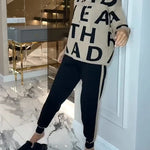 Women's Letter Print Hoodie & Trouser Set