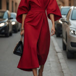 Elegant Solid Color Waist Dress