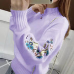 🔥Thick Cashmere-Like Knit Sweater with Floral Embroidery