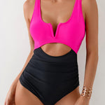 Contrast Patchwork One-Piece Swimsuit