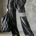 Velvet Hooded Zipper Wide Leg Jumpsuit