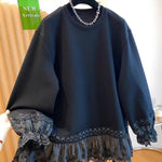 Women's Lace Panel Relaxed Sweatshirt