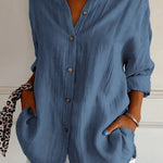 Single-breasted Pleated Lapel Shirt