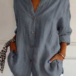 Single-breasted Pleated Lapel Shirt
