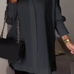 White Lapel Slit Shirt