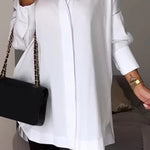 White Lapel Slit Shirt