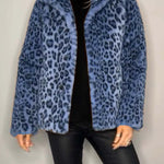 Stylish Leopard Print Lapel Faux Fur Mid-length Coat